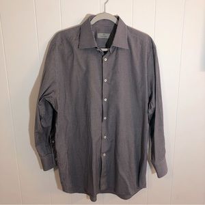 Canali 1934 Made in Italy Burgundy/Grey/White Micro Checked Shirt 42 16.5